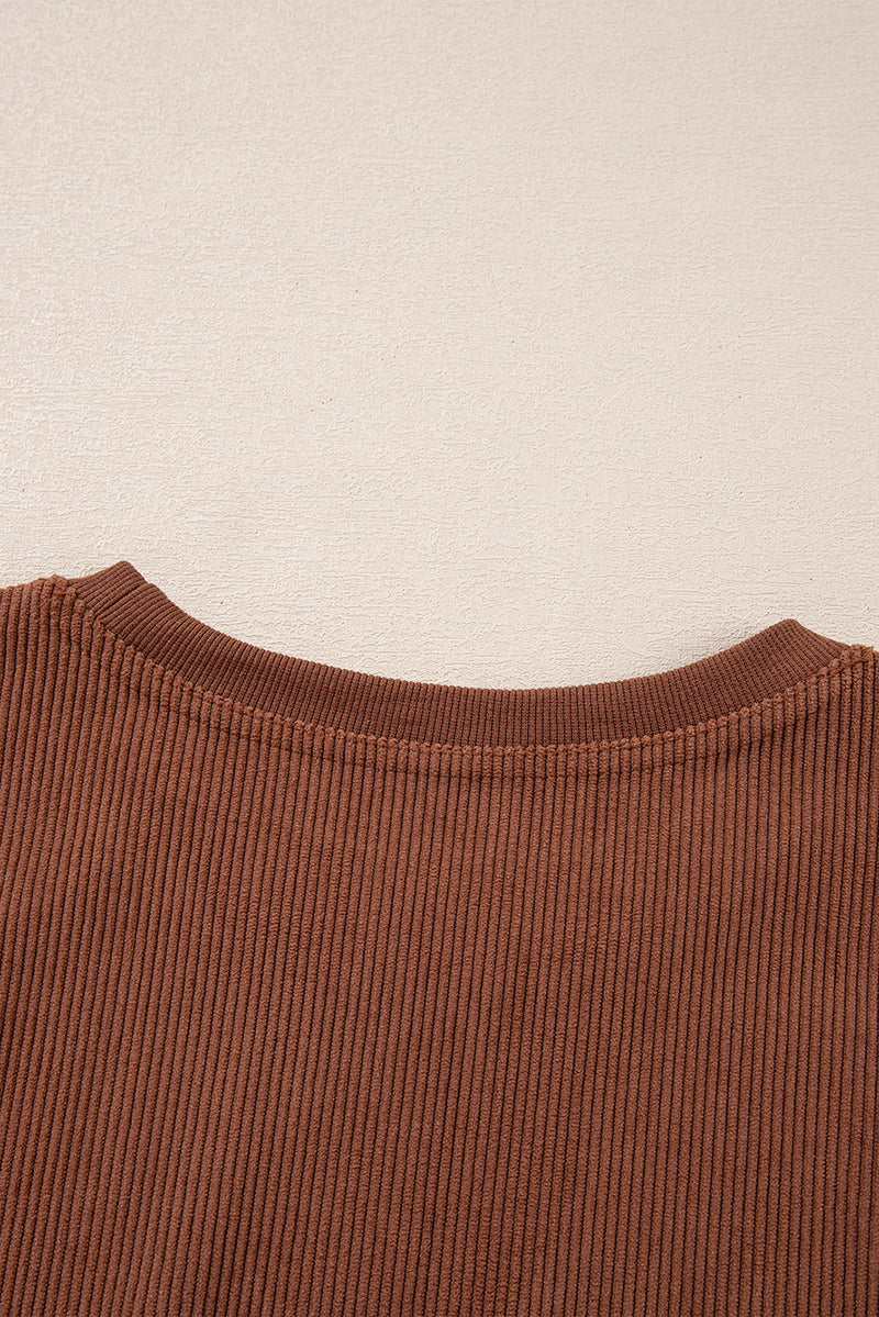 Festival Fuchsia Plain Drop Sleeve Corded Oversized Sweatshirt