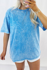 Blue Mineral Washed Oversized Tee