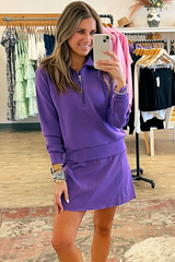 Wisteria Half Zip Sporty Pullover Mini Skirt 2pcs Outfit