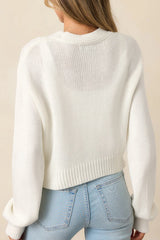 White 3D Flower Decoration Sweater Cardigan