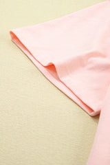 Light Pink Eyelet Colorblock Star Applique Plus Size T Shirt