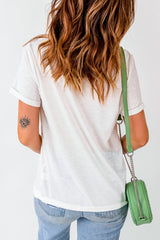 White Rhinestone Lobster Casual Summer Tee