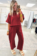 Orchid Bouquet Drop Shoulder Boxy Tee and Barrel Pants Set