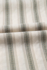 Gray Stripe Frilled Tie Neck Short Sleeve Blouse