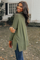Black Cowl Neck Loose Fit Tunic Long Sleeve Top