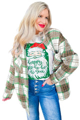 Khaki Christmas Plaid Casual Flannel Shacket