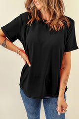 Orchid Petal Casual Plain Crew Neck Tee