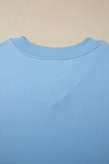 Apricot Pink Solid Color V Neck Tee Drawstring Pant Set