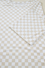Khaki Checkered Print Half Sleeve Tee 2pcs Lounge Pant Set