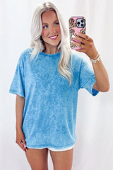 Blue Mineral Washed Oversized Tee