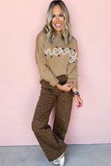 Smoke Gray Merry Colorful Dot Detail Christmas Dolman Sweater