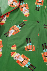 Green Christmas Candy Contrast Trim Bow Knot Silky 2pcs Pajama Set