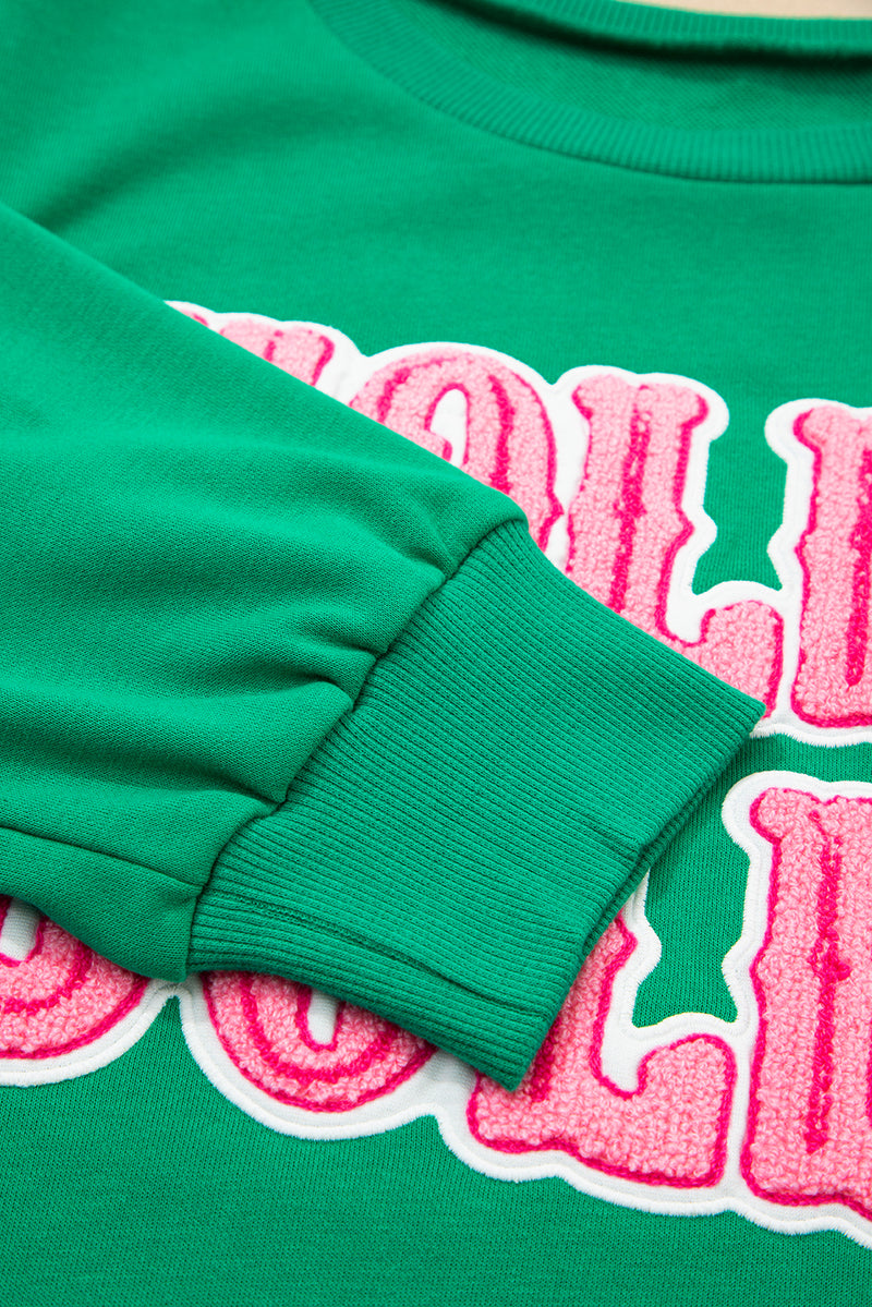Sea Green HOLLY JOLLY Letter Christmas Holiday Sweatshirt