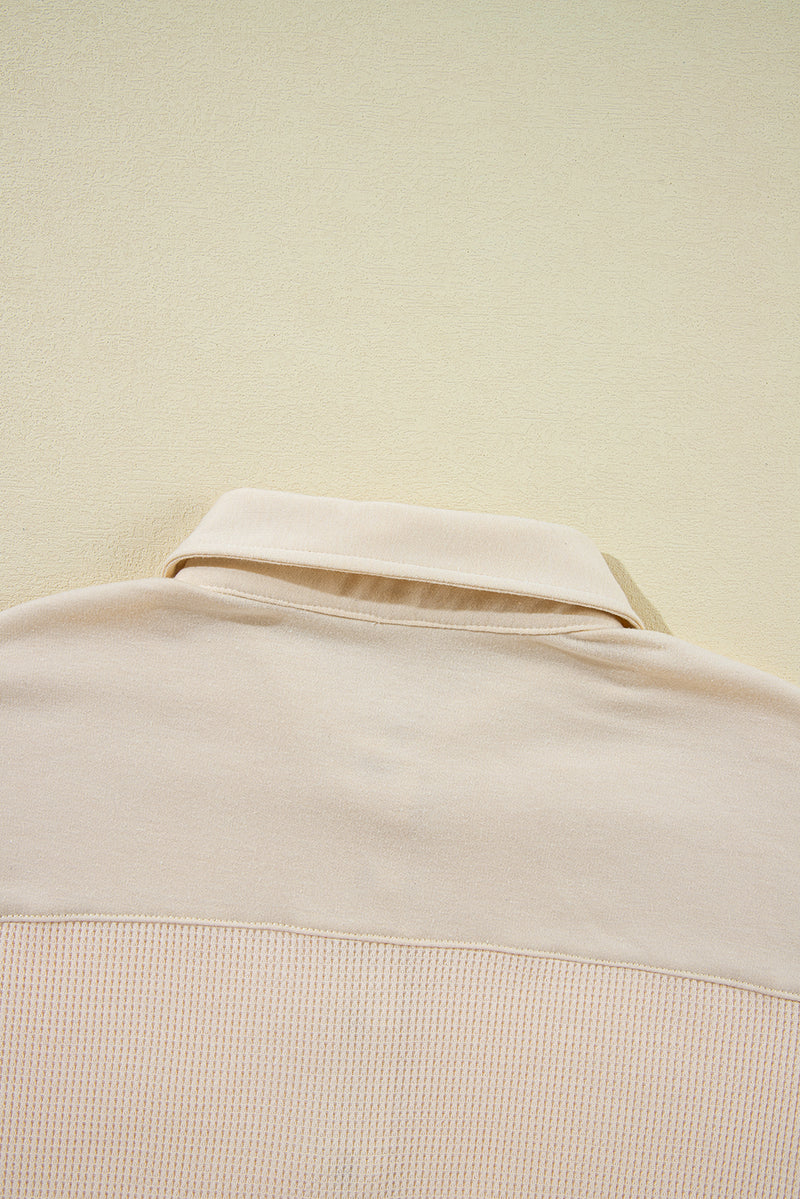 Jet Stream Waffle Patchwork Long Sleeve Henley Top