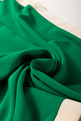 Green Colorblock Batwing Sleeve Boat Neck Blouse
