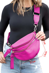 Fiery Red Wide Strap Double Zipper Crossbody Bag
