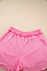 Orchid Petal Delicate Texture Cropped Cami Shorts and Cardigan 3pcs Lounge Set