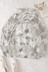 Gray Abstract Print Kangaroo Pocket Oversized Hoodie