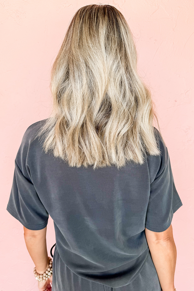Dark Grey Crewneck Tee and Loose Pants Set