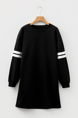 Black Christmas Nutcracker Sequins Patch Varsity Striped Sleeve Sweatshirt Dress