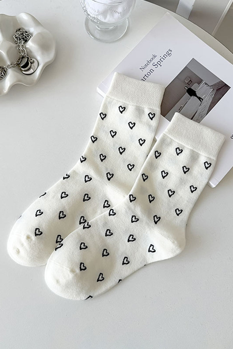 White Bow Ribbed Edge Crew Socks