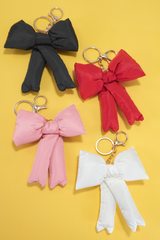 Pink Puff Bow Bag Charm Cute Keychain