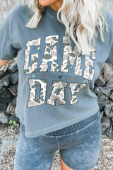 Stone Blue Camo GAME DAY Graphic T Shirt