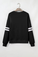 Black Sequin Pumpkin Oversized Varsity Sweatshirt