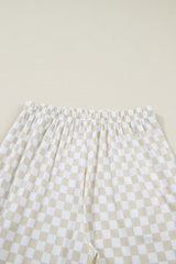 Khaki Checkered Print Half Sleeve Tee 2pcs Lounge Pant Set