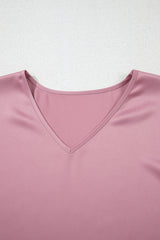 Toadstool Satin Ruffle Sleeve V Neck Blouse