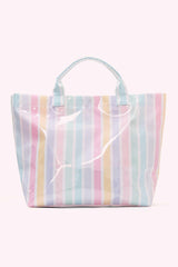 Blackish Green Glossy Striped Vinyl Large Tote Bag