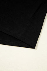 Black Plus Size Floral Mesh Patchwork Loose V Neck T Shirt