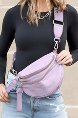 Fiery Red Wide Strap Double Zipper Crossbody Bag