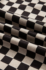 Khaki Mixed Checkered Pattern Patchwork High Low Casual Top