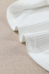 White Ribbed Knit High Neck Long Sleeve Top