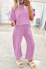 Orchid Bouquet Drop Shoulder Boxy Tee and Barrel Pants Set