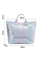 Blackish Green Glossy Striped Vinyl Large Tote Bag