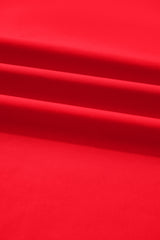 Fiery Red Striped Trim Ruffle Split Neck Long Sleeve Blouse