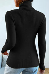 White Turtleneck Pullover Knit Top