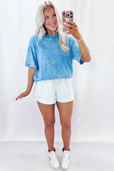 Blue Mineral Washed Oversized Tee