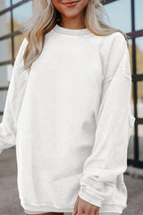 Festival Fuchsia Plain Drop Sleeve Corded Oversized Sweatshirt