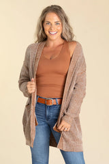 Straw Yellow Open Front Pocket Knit Cardigan