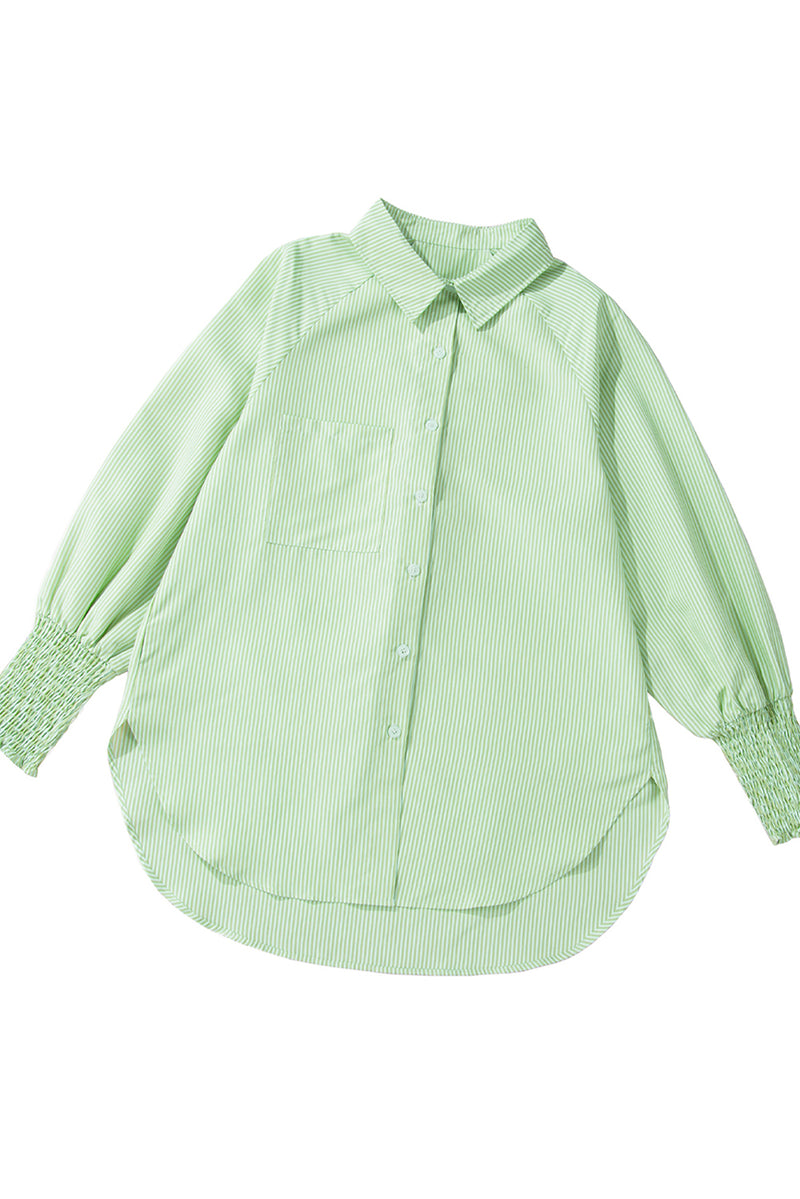 Grass Green Striped Pocket Button Up Shirt