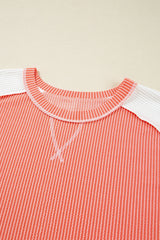 Parchment Twist Rib Colorblock Plus Size Top