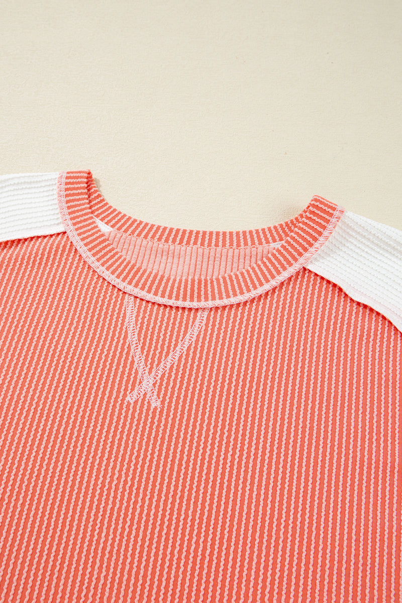Parchment Twist Rib Colorblock Plus Size Top