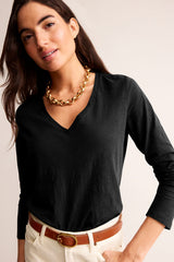 Grass Green Solid Color V Neck Long Sleeve Stretchy Top