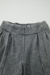 Medium Grey Mineral Wash Jogger Style High Waist Pants