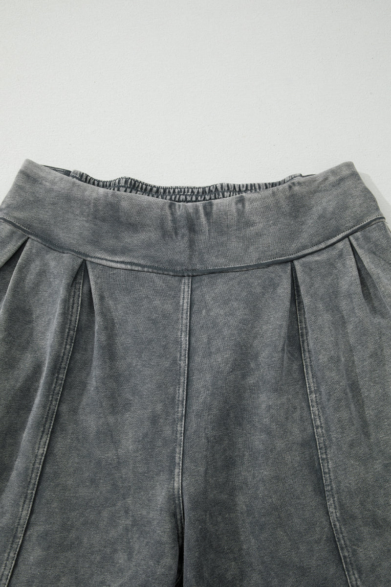 Medium Grey Mineral Wash Jogger Style High Waist Pants