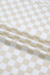 Khaki Checkered Print Half Sleeve Tee 2pcs Lounge Pant Set