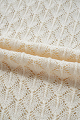 Beige Hollow Out Crochet Short Sleeve Knit Tee